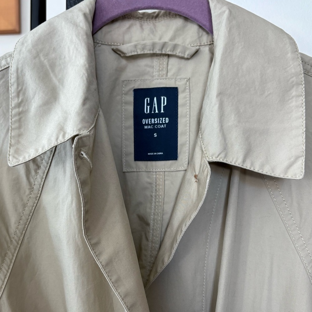 Gap khaki cotton trench coat size small - Picture 2 of 11